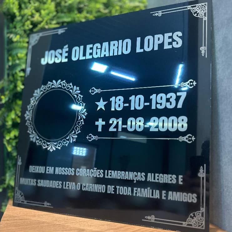 Placa Túmulo Lápide Cemitério Jazigo - Foto Colorida - Gravação a Laser