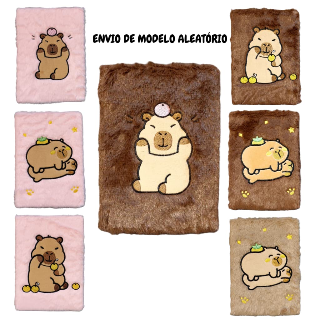 Caderno Agenda de Pelúcia Capivara Capybara Kawai Presente Fofo Menino Menina Papelaria Fofa