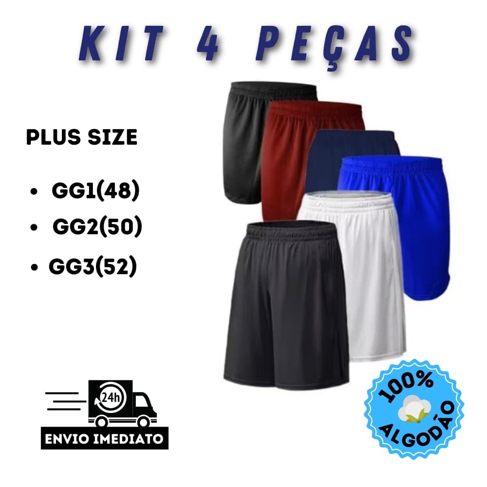 Samba Canção Plus Size Algodão Kit 04 Pijamas Masculino Confortável  Tecido Macio Short para Dormir