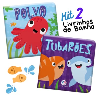 Kit 2 Livros de Banho: Polvo e Tubarões - Infaltil