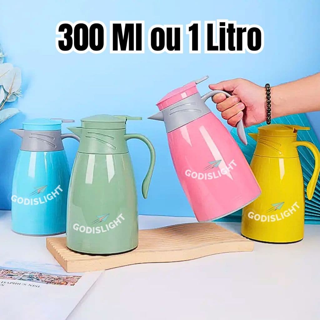 Garrafa Térmica Café 300ml Ou 1 Litros Bule Café Chá Leite água Quente Gatilho antigota Premium