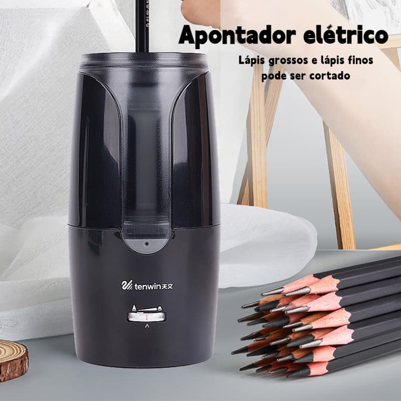 Apontador de Lápis Elétrico Automático USB Ponta 6-12mm Apontador de Lápis Colorido Papelaria Infantil