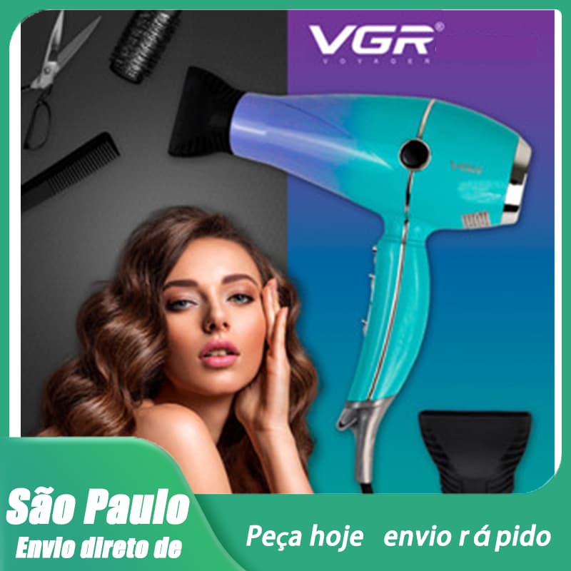 Secador de Cabelo Profissional VGR, Cabo de 2,5m, Azul-Celeste - Prático e Eficiente