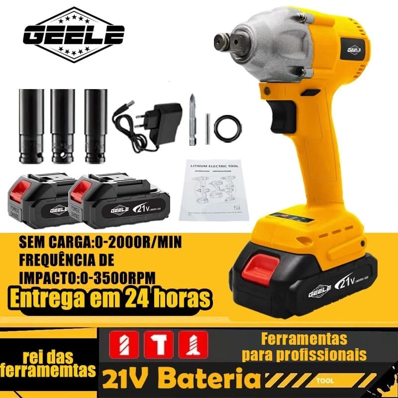 Chave elétrica sem fio com 2 baterias Chave elétrica de impacto Chave elétrica GEELE