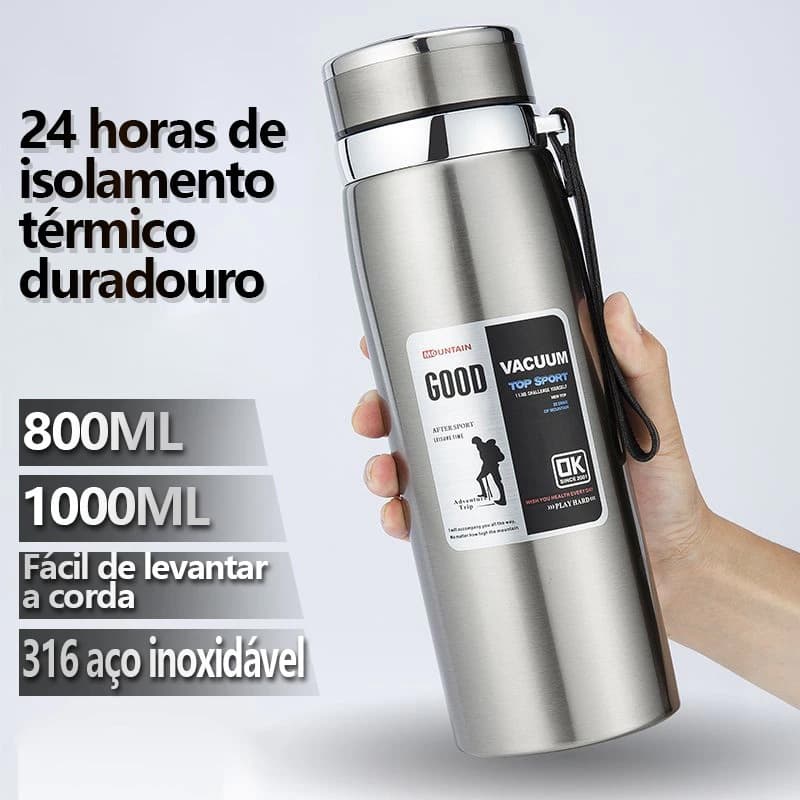 Garrafa 800ml/1000ml Inox Térmica Com Infusor Prata Dourada De Água Café Parede Dupla Com Alça-Para envio imediato