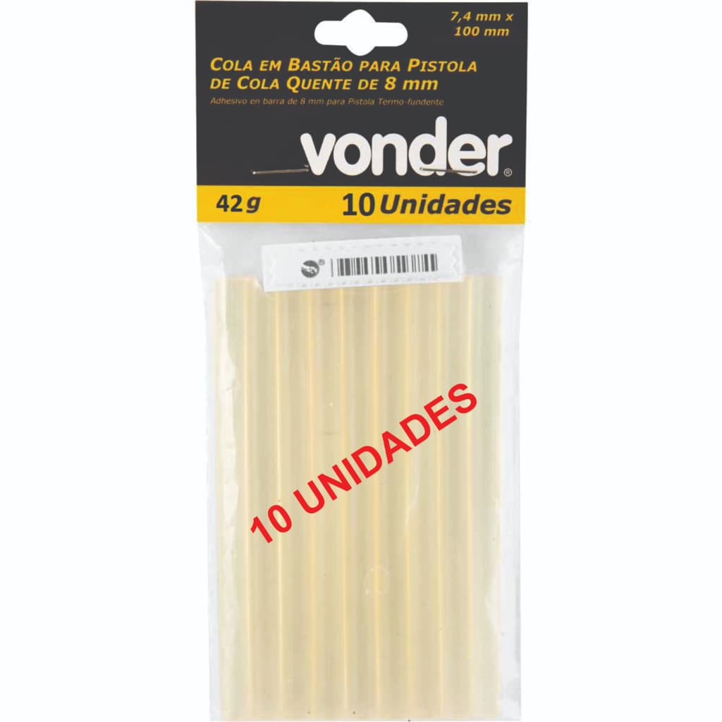Refil Bastão Cola Quente 10 uni Profissional Fina 8mm Vonder