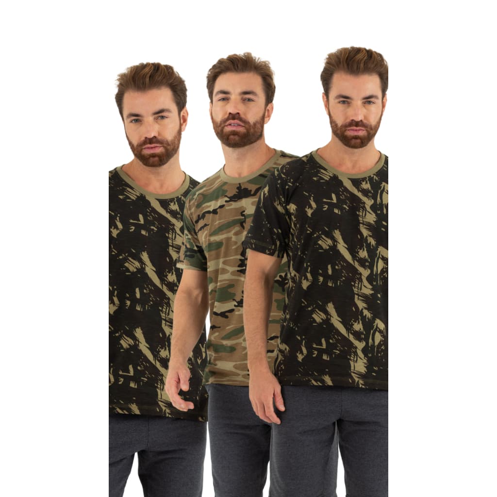 Kit C/ 3pçs Camisetas Militares Camufladas – Estilo Exército Brasileiro com Máxima Qualidade