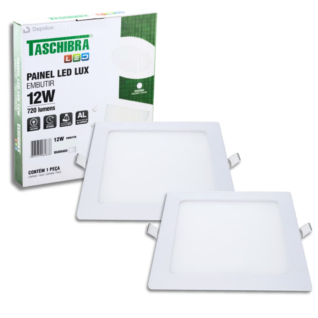 Kit 2 Painel Plafon Led 12w Luminária Teto 17x17 Embutir Bivolt Quadrado 3000K 4000K 6500K