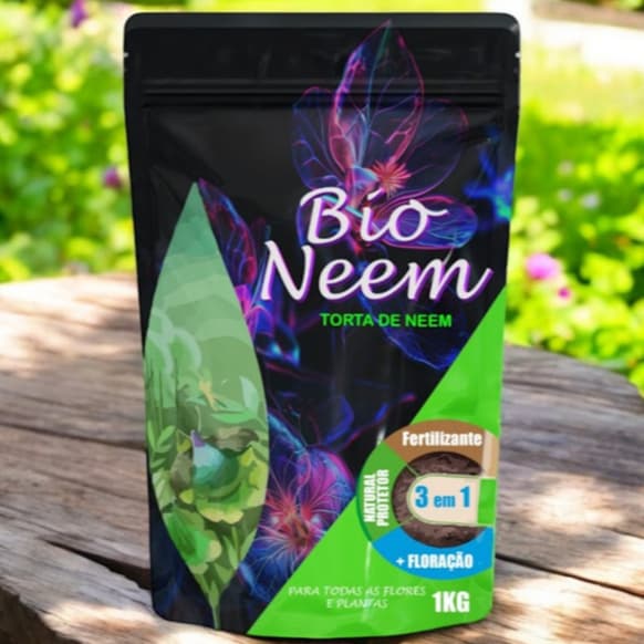 Torta de Neem Adubo Fertilizante Orgânico Sustentável 1Kg Para Plantas Flores Jardinagem