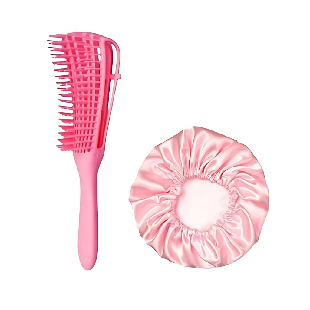 Kit Pente Polvo + Touca de Cetim Essencial para Cuidar dos Seus Cabelos Cachos Definidos