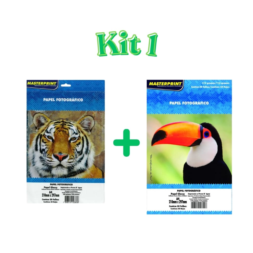 Papel Fotográfico Glossy 230g + Fotográfico Glossy ou Adesivo 115g A4 - (VERIFICAR A DESCRIÇÃO)