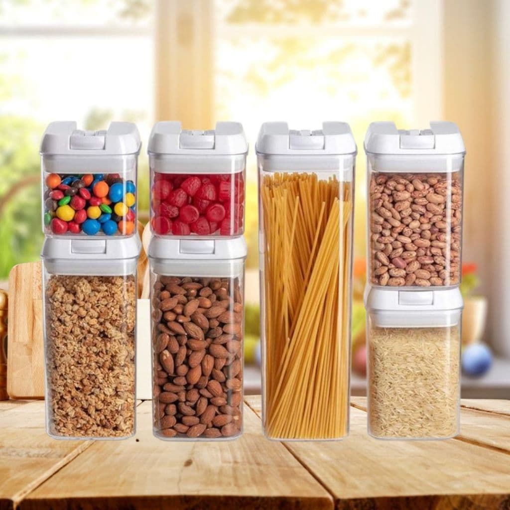 Kit 3 Potes de Plástico Acrílico Herméticos Vedados Multiuso 1200ML