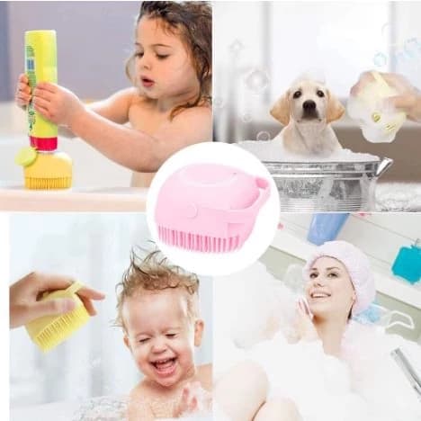 Esponja De Silicone Para Banho Com Dispenser Shampoo Para Crianças Adultos e Pets