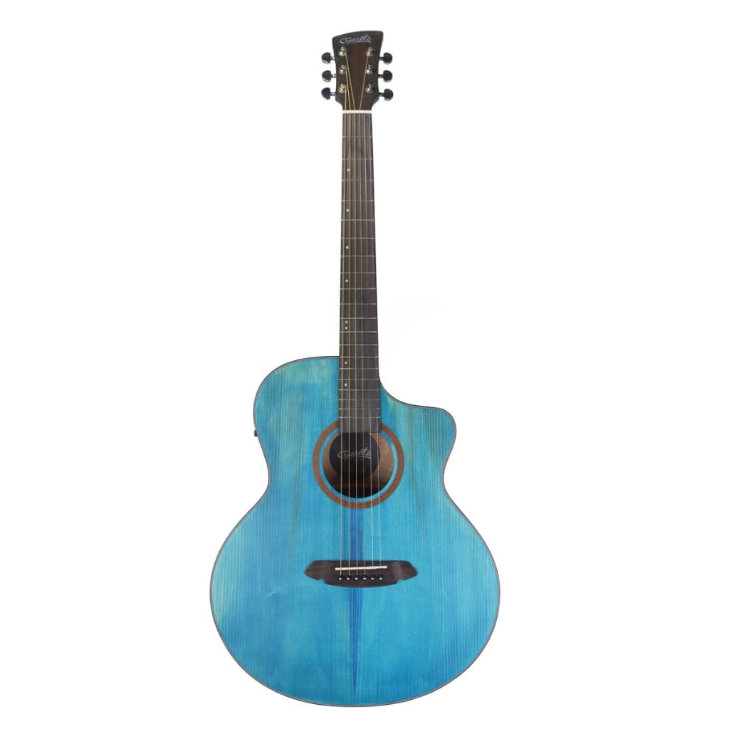 Violão Elétrico Coral 40" - Tampo Sólido Em Spruce - Blue Wood - Eq 3 Bandas - Vgac1954Bw40