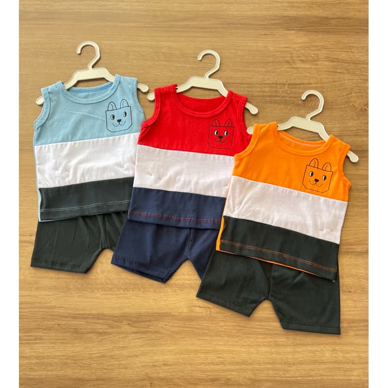 Roupa de Bebê Menino Kit com 3 conjuntos regata 6 a 12 meses Cores Sortidas