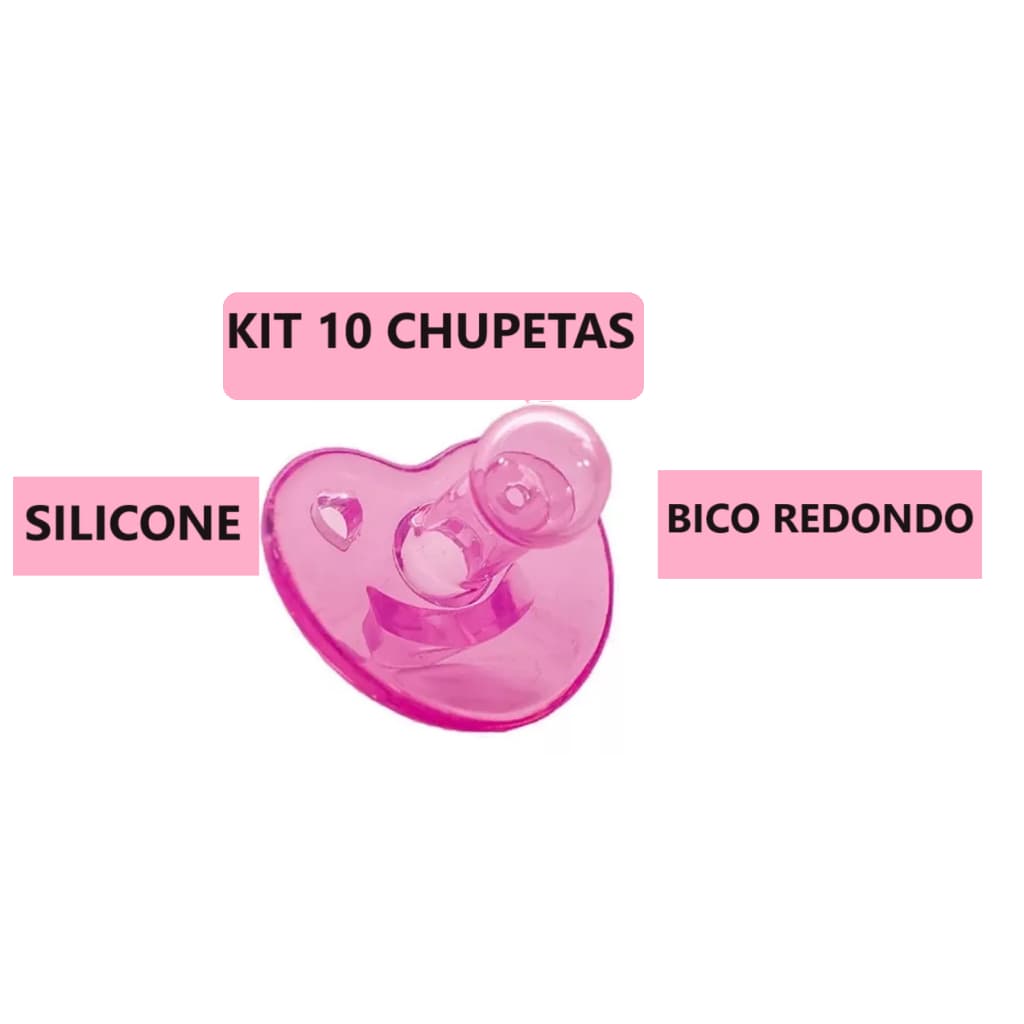 Kit 10 Chupetas Com Bico Redondo De Silicone Tete Envio Já