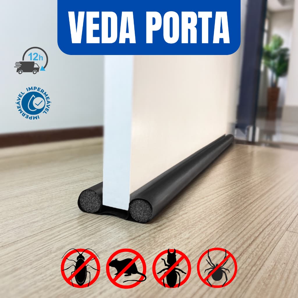 Protetor Veda Porta Rolinho Impermeável Proteção Dupla 80cm 90cm
