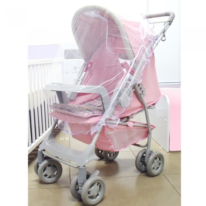 Mosquiteiro Para Carrinho Bebe Protetor de Tule Com Borda Lilás Universal Portatil