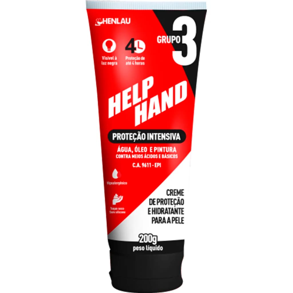 3 bisnagas Creme Protetor P/  Mãos Help Hand Grupo 3