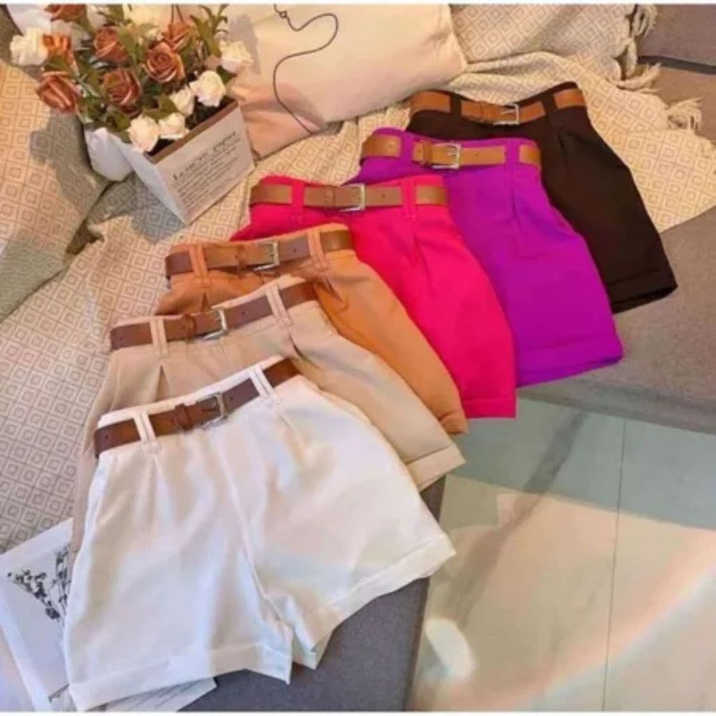 Kit 2 Short Alfaiataria Feminino Com Bolso Com Cinto Cintura Alta ENVIO IMEDIATO