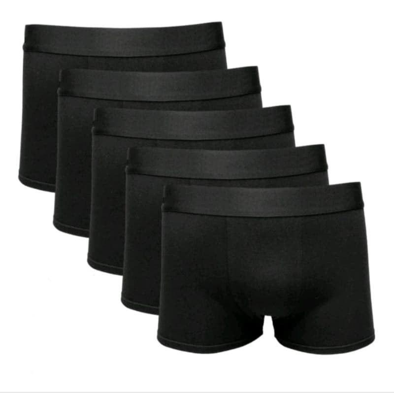 Kit com 5 Cuecas Boxer Microfibra Preta Premium.