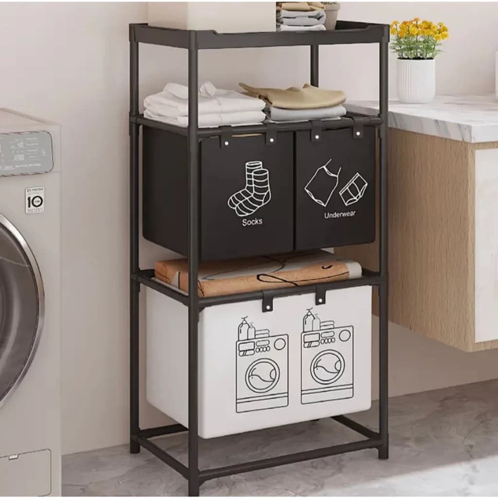 Organizador Cesto de roupa suja Com Divisorias De Prateleiras Cesto organizador De Armazenamento Quarto Multiuso