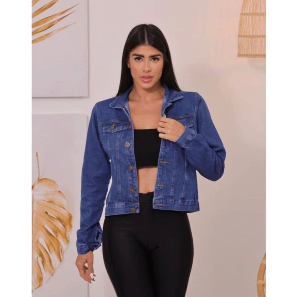 jaqueta jeans azul escuro