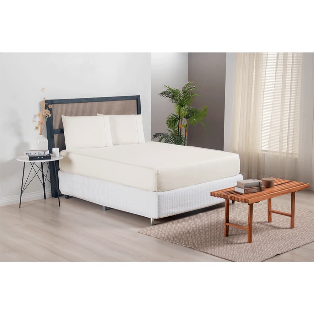 Jogo de cama lençol Ponto Palito Queen 100% Percal Poliéster 300 Fios Versatile 3 Peças