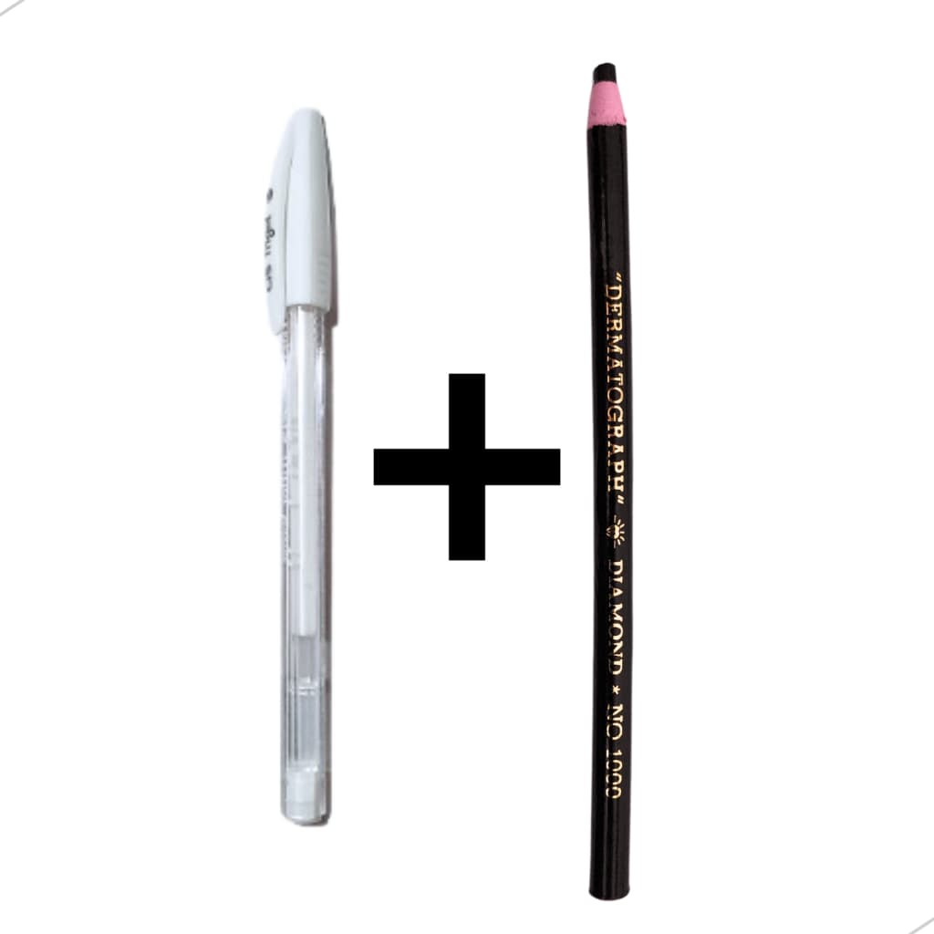 Kit Design de Sobrancelhas Lápis Dermatográfico + Caneta de Gel Branca Profissional