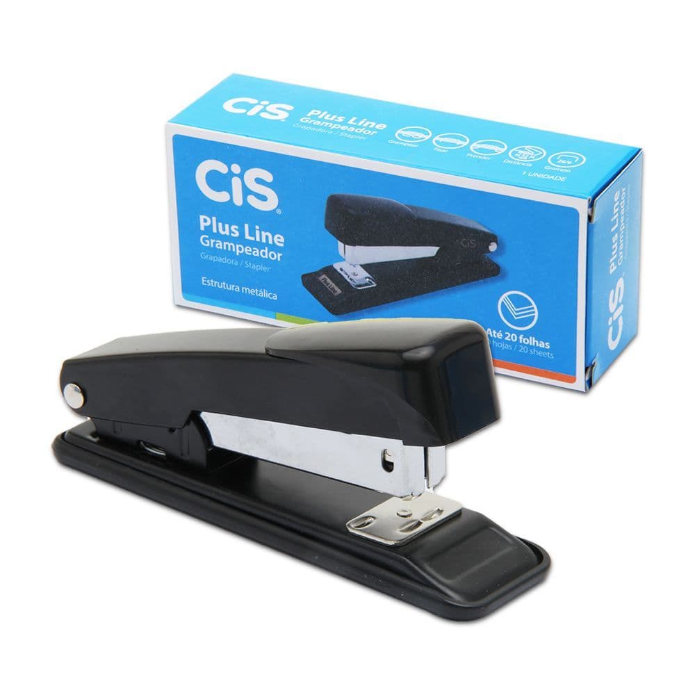 KIT 1 GRAMPEADOR PLUS LINE E UMA CAIXA DE GRAMPO 26/6 COM 1000 UNIDADES