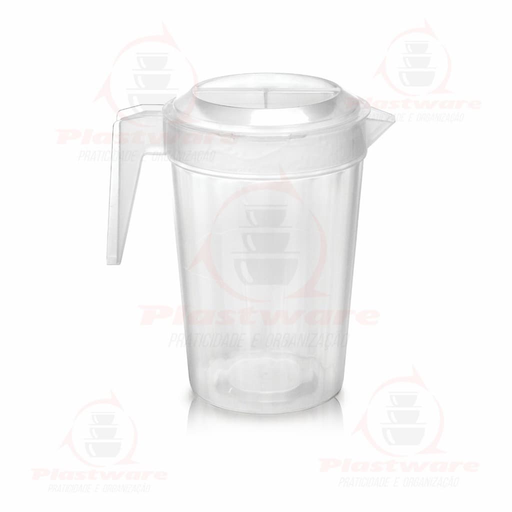 Jarra Plástica Transparente Com Tampa Alça Suco Água