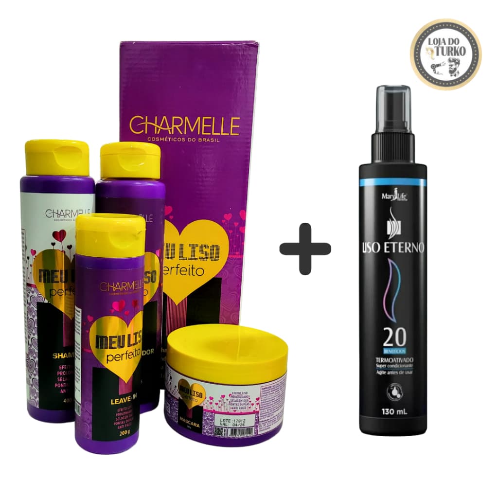 KIT PARA LISOS PERFEITOS  - KIT CAPILAR MEU LISO PERFEITO + SPRAY TÉRMICO LISO ETERNO - 4 ITENS