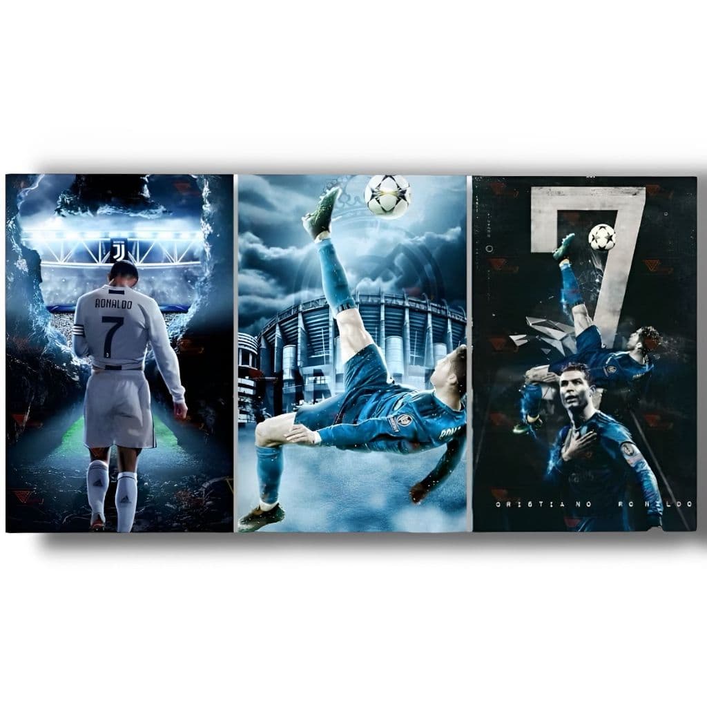 Kit 3 Quadro Decorativo Grande Sala Quarto Cristiano Ronaldo Cr7 Time