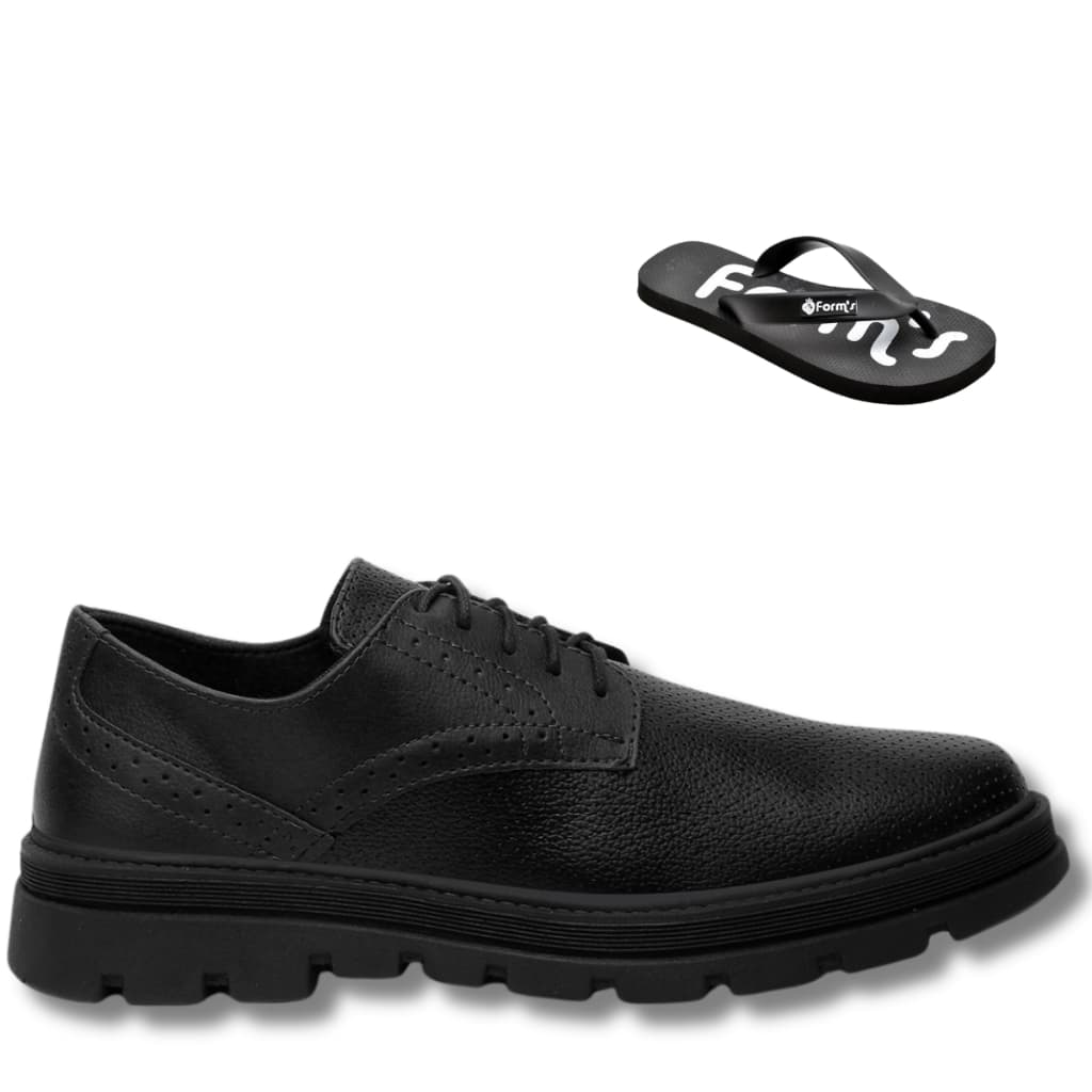Kit Chinelo + Sapato Masculino Social Solado Tratorada Oxford