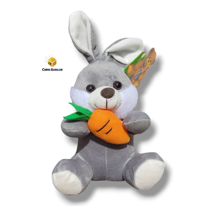 Coelho/coelinho de pelúcia coloridos com cenoura Páscoa 17 cm