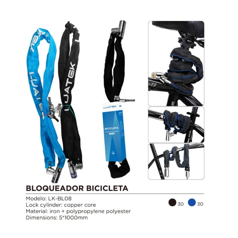 Corrente Cadeado Trava Anti Furto Micha P/ Pneu Bike Moto LK-BL08
