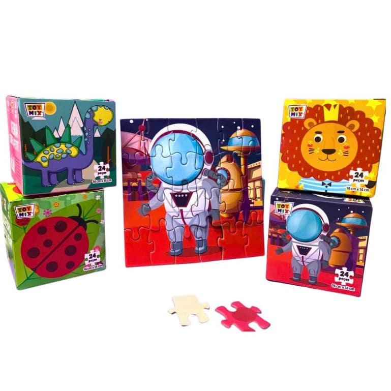 Brinquedo Quebra-Cabeça Infantil na Caixa 24pcs Quebra Cabeça Lembrancinha Personagens Astronauta