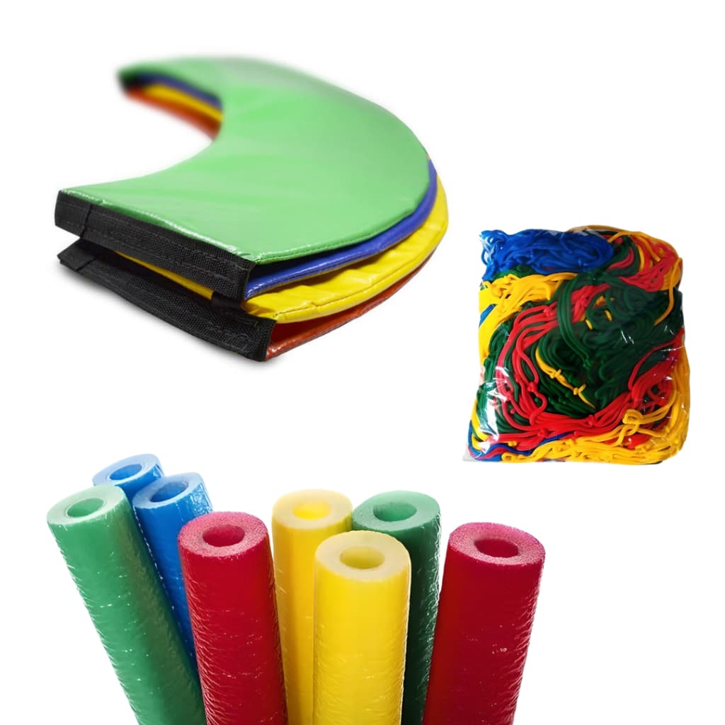 Kit Protetor De Molas 1,83m + Rede De Proteção 1,83m + 6 Isotubos Para Cama Elástica Nacional