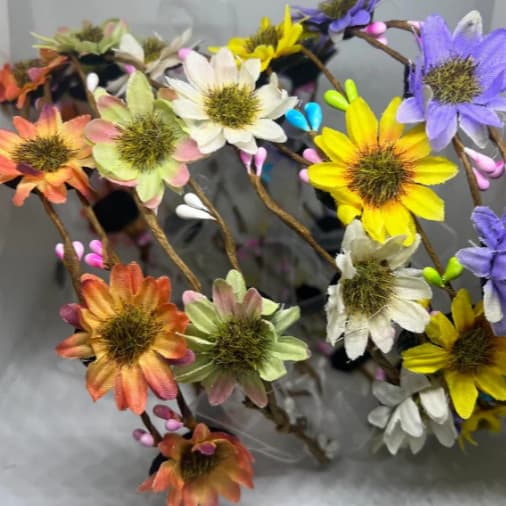 1/2/3/4/5 Tiara Coroa de Flores Fita Margaridas / Floral Para Casamento/Festa/Grinalda/canaval