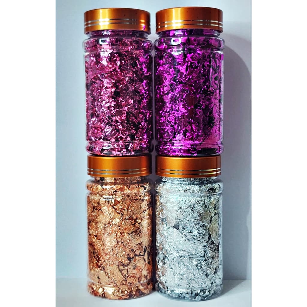 Pote Grande Folhas Ouro Encapsulamento Unhas Nail