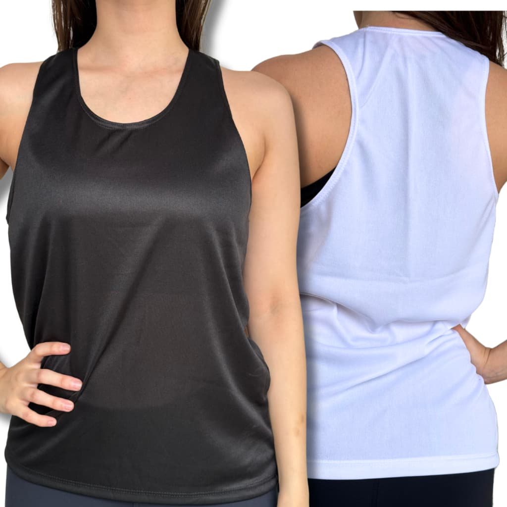 Kit 2 Regatas Feminina Estilo Nadador Academia Confortável Crossfit Esporte Tendencia T-shirt Basica Lisa