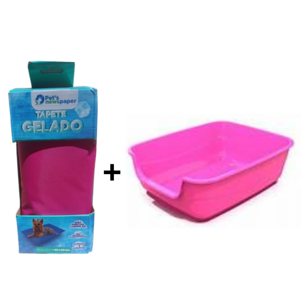 Kit bandeja casinha Jumbox + Tapete gelado (P) para cães e gatos.