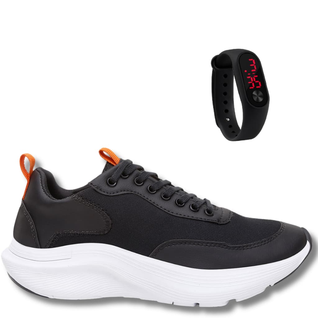 Tênis Masculino Academia Leve Confortavel Polo Plus + Relógio