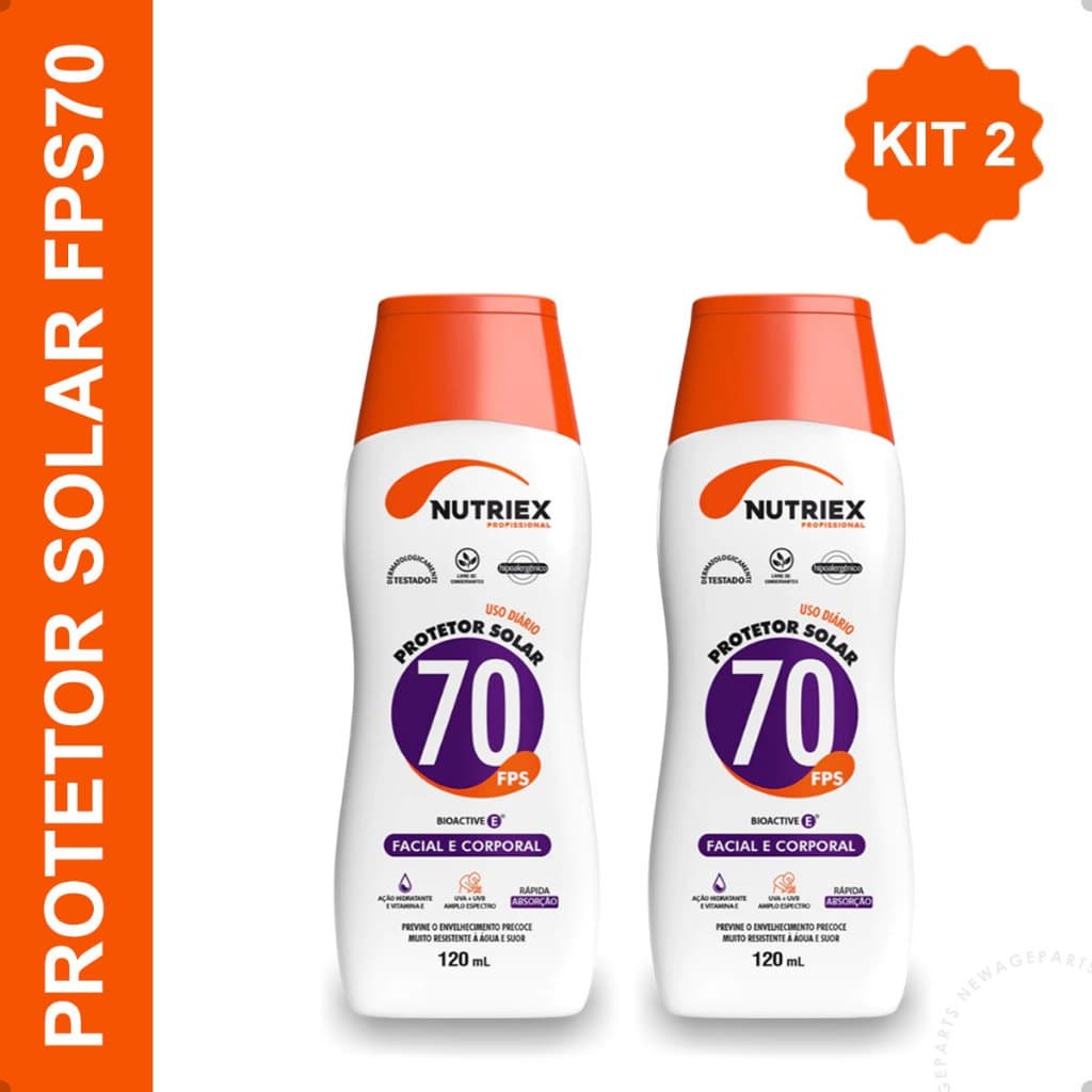 Kit 2 Protetor Solar FPS 70 Rosto E Corpo Profissional Nutriex 120ml