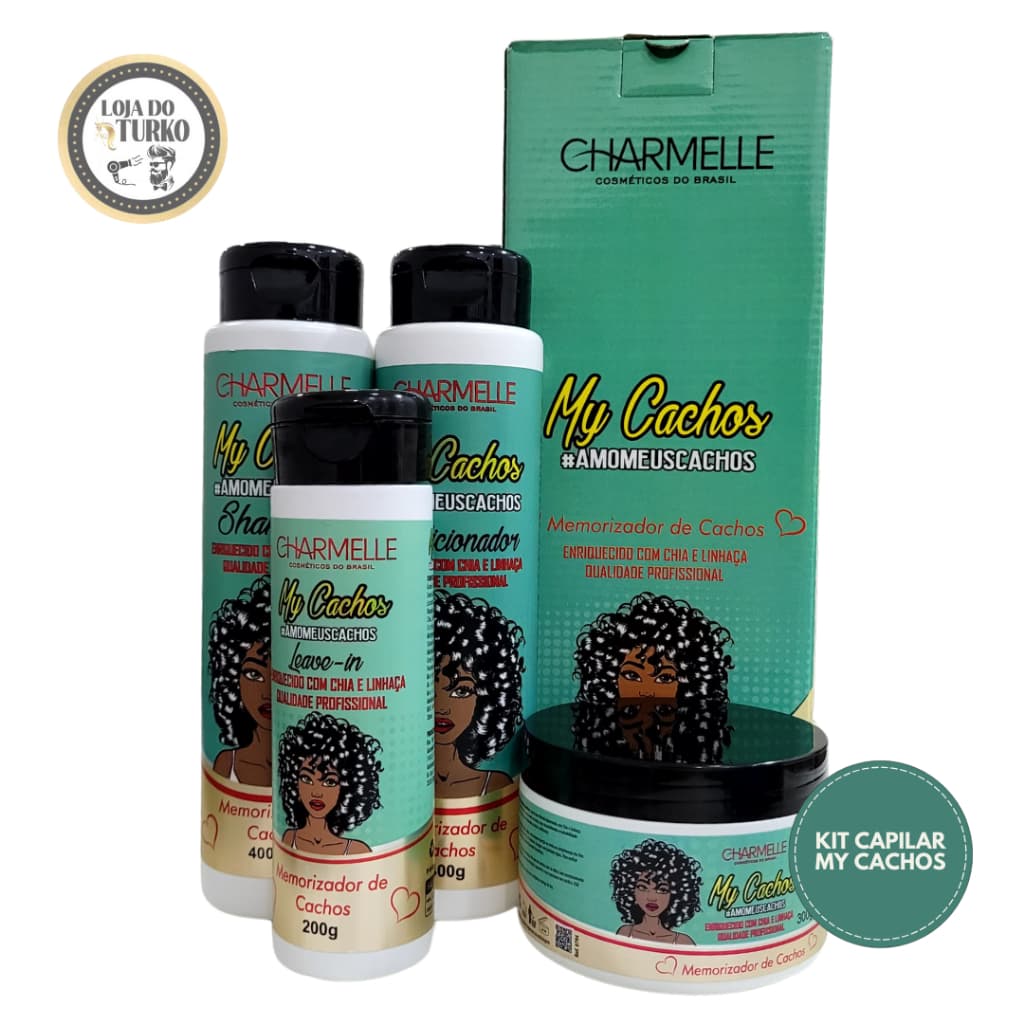 KIT CAPILAR MY CACHOS - CACHOS DEFINIDOS E COM UM BRILHO NATURAL - 4 ITENS CHARMELLE