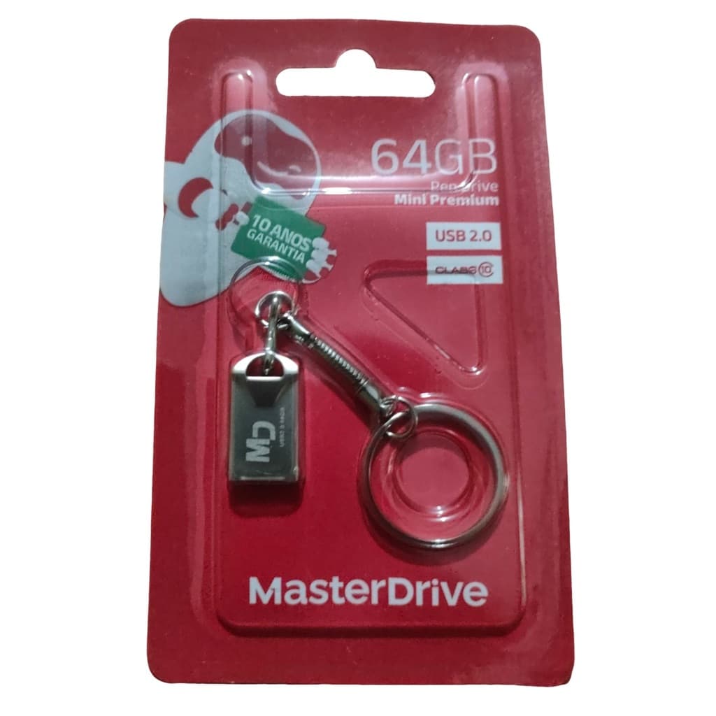 Mini Pendrive 64GB MasterDrive Tipo Chaveiro Original 2.0 Usb