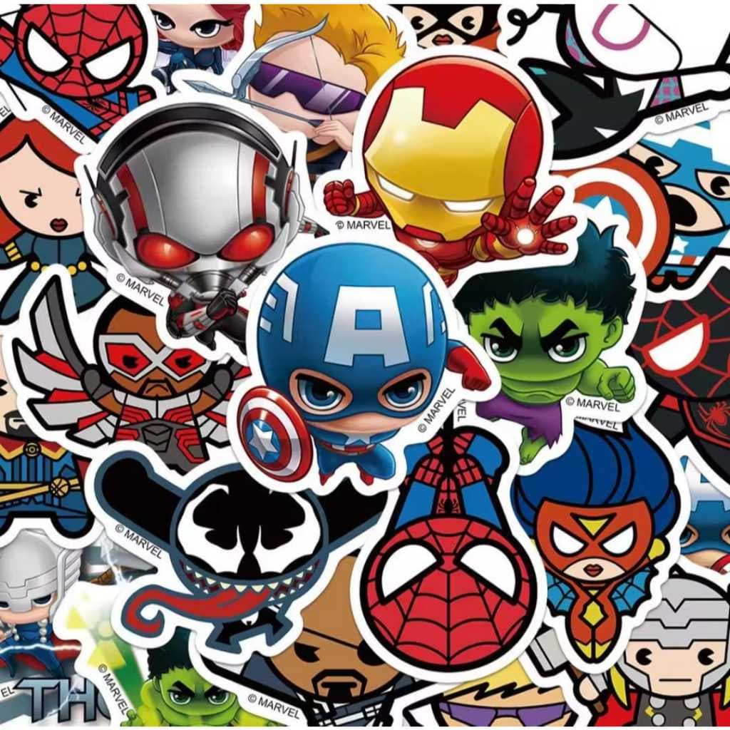 Kit 50 Adesivos Marvel Vingadores Desenho Animado Decorativo