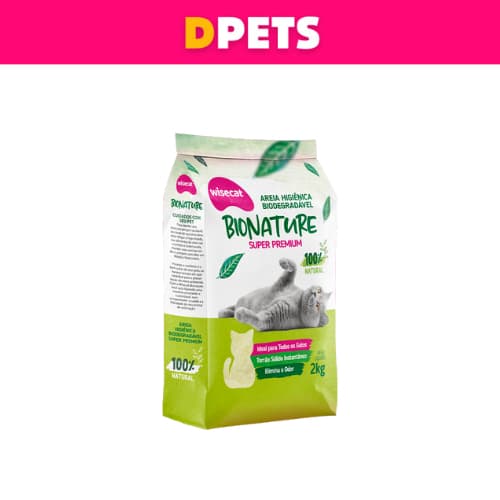 Areia Higiênica De Mandioca Biodegradável Para Gatos Wisecat Bionature 2kg