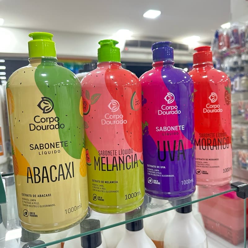 Sabonete Líquido Corpo Dourado Limpeza e Hidratação com Fragrâncias Frutais 1L