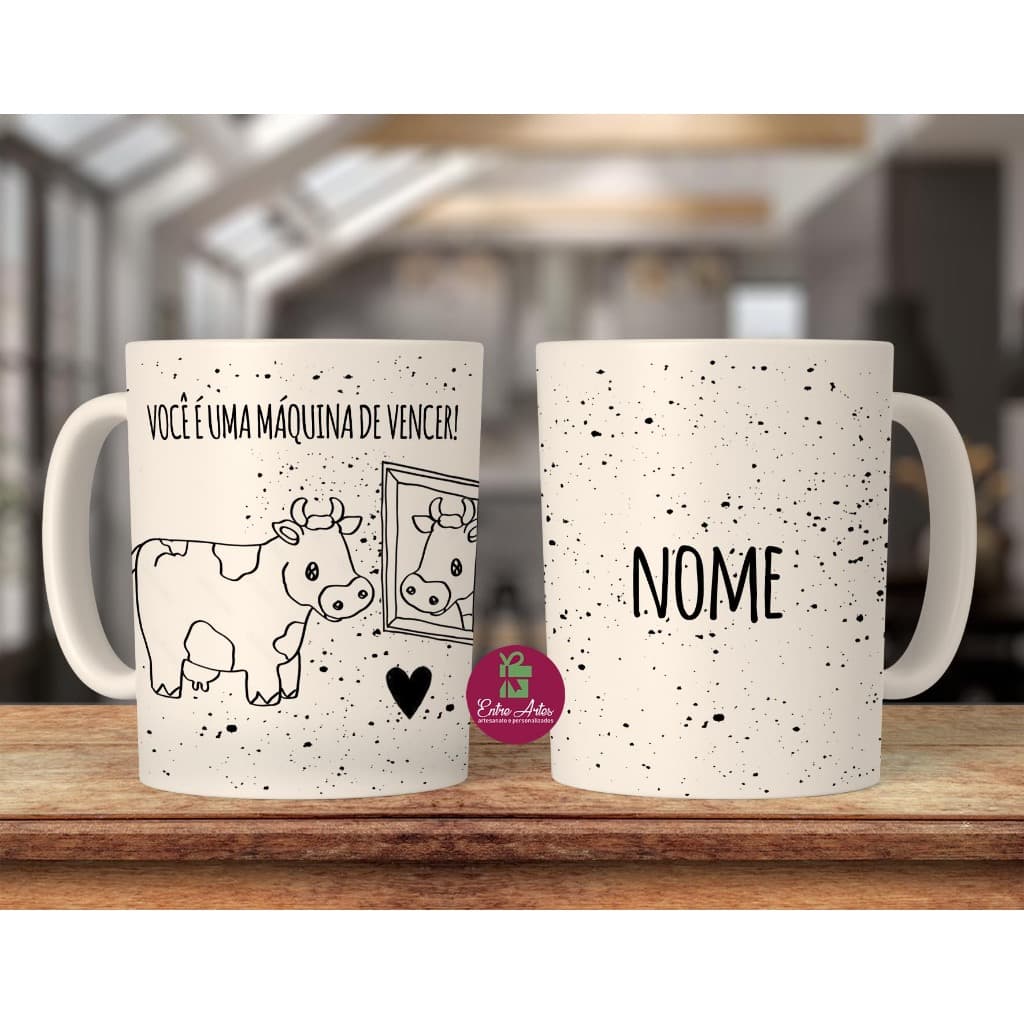 Caneca vaquinha você é uma maquina de vencer com nome presente amiga personalizada motivação engraçada meme galinha